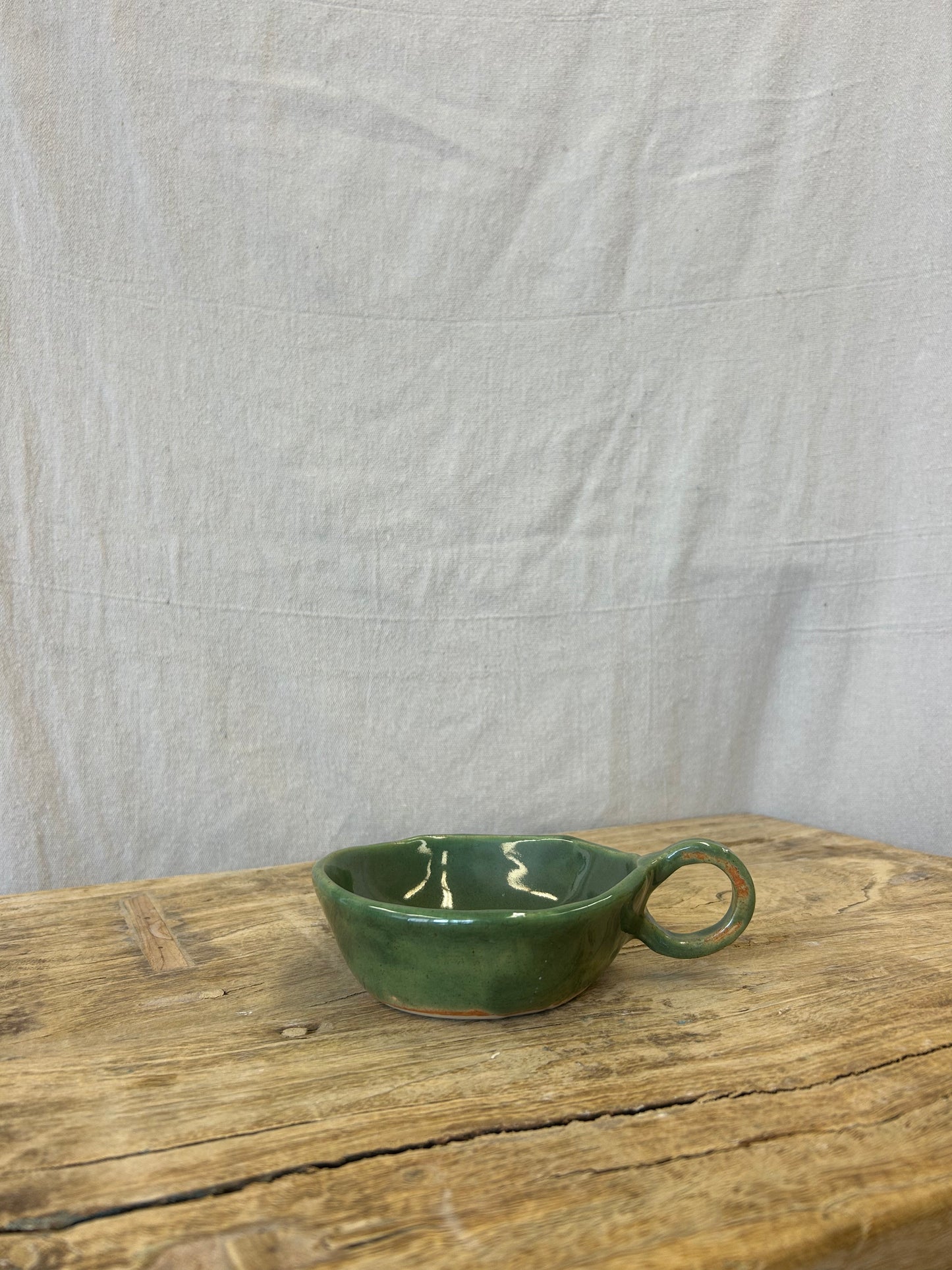 Hand Built Teacup - Forest Green