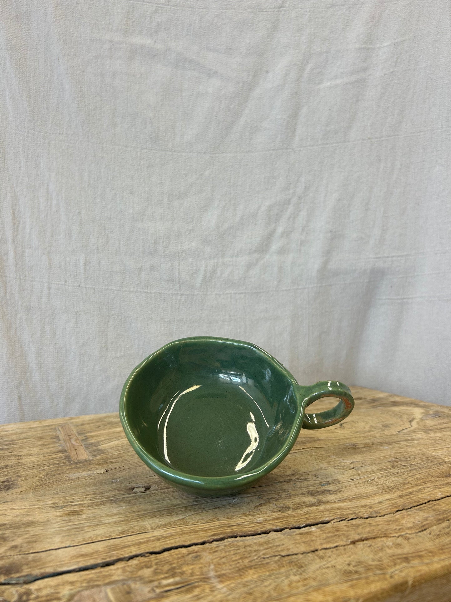 Hand Built Teacup - Forest Green