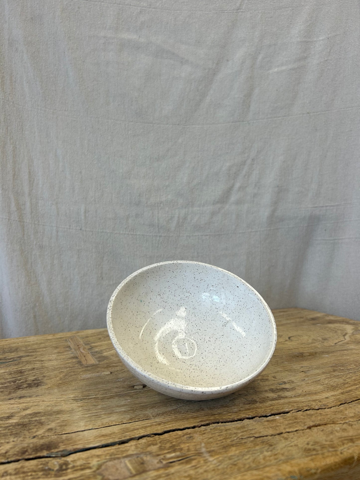 Shallow Bowl - White Speckle