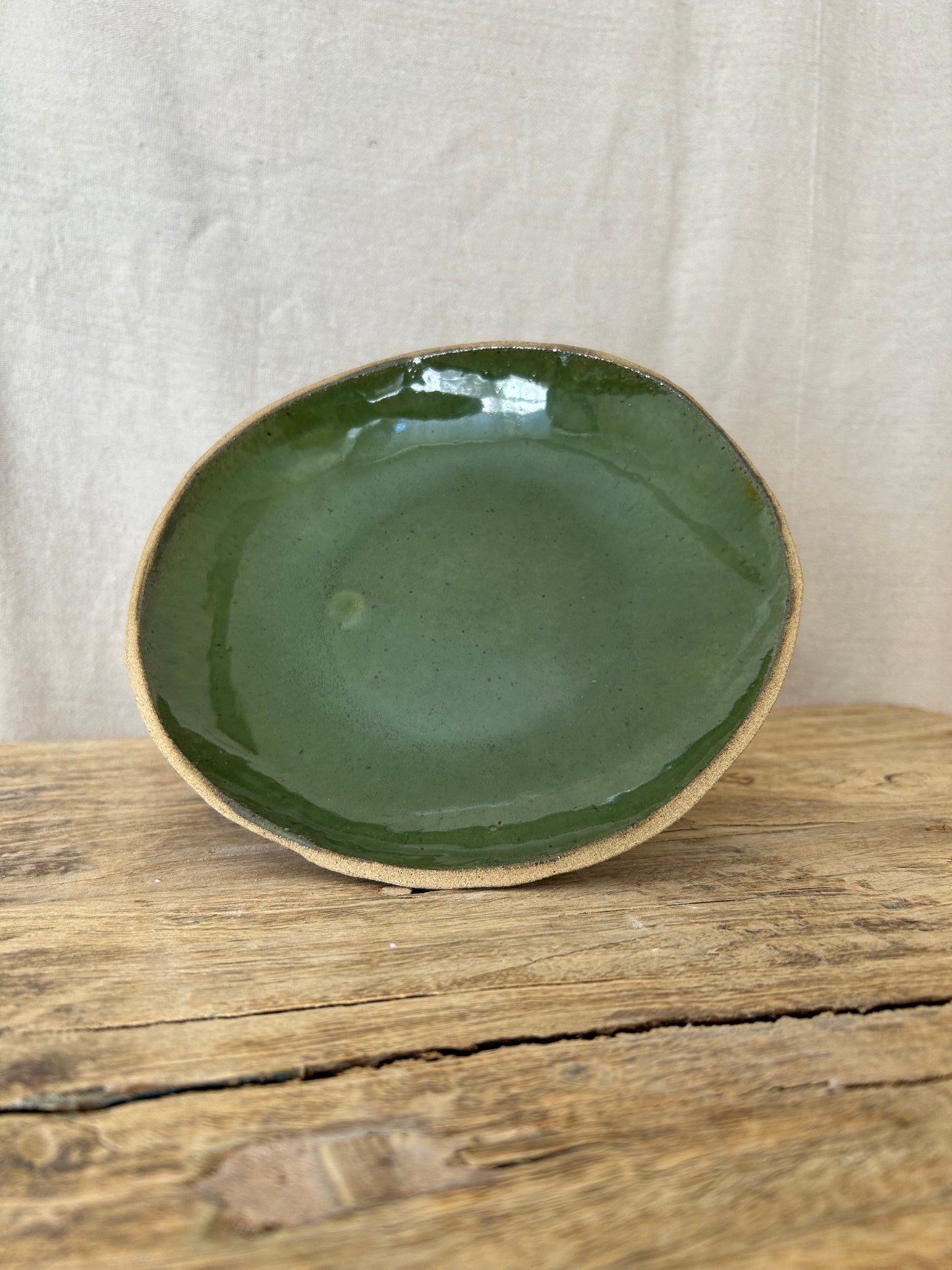 Large Shallow Salad Bowl/Plate - Green