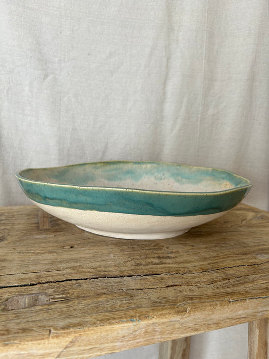 XXL Serving Bowl - Cream/Turquoise